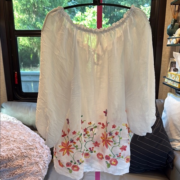 PerSeption Concept White 3/4 Sleeve Ruffled Blouse XL - Picture 6 of 6